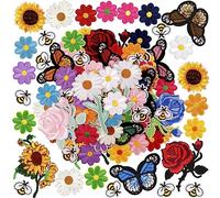 RETON 72 toppe termoadesive farfalla fiore, girasole, rosa d'api, toppe fai da te per vestiti, giacche, jeans, zaini