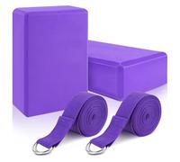 RETON Set di 2 Blocchi da Yoga Con Cinghia - Alta Densità, Schiuma EVA Leggera, Antiscivolo per Yoga e Pilates - 2 Cinghie per Stretching e Miglioramento