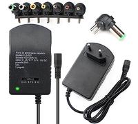 Retoo Alimentatore Universale con 7 Adattatori Intercambiabili 3V-12V, Caricabatterie Universale 30W 3A, Trasformatore Multi Tensione per Router Televisore Stampante Fotocamera Tablet