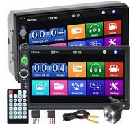Retoo Autoradio con Bluetooth USB, display touch da 7 pollici, ricevitore multimediale 2 DIN, regolazione della luminosità, lettore multimediale con telecamera posteriore, touch screen, radio per auto