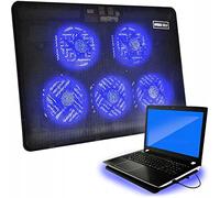 Retoo Base di Raffreddamento per computer portatile con 5 ventole LED da 12-15 pollici per evitare il surriscaldamento, pad di raffreddamento per computer portatile, PS3 PS4 PS5 Xbox One nero