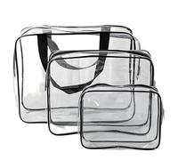 Retoo Beauty case trasparente, 3 pezzi, beauty case, cosmetici, bagaglio a mano, trasparente, accessori da viaggio per uomini, donne, bambini, famiglia, impermeabile, moderno