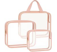 Retoo Beauty case trasparente, set da 3 pezzi, impermeabile, borsa cosmetica per aereo, grande borsa per WC da viaggio, borsa da toilette da donna, uomo e bambino, borsa da bagno, borsa per cosmetici