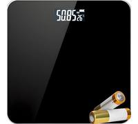 Retoo Bilancia Digitale Bagno Vetro Temperato 180kg, Display LCD, Spegnimento Automatico, 3 Unità Di Misura, Indicatore Batteria, Design Compatto, Antiscivolo, Precisione 100g, Colore Nero