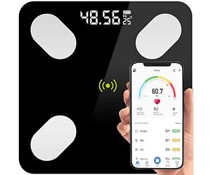 Retoo Bilancia Pesapersone digitale Bluetooth per il grasso corporeo con bilancia analisi del corpo, in vetro temperato, con App iOS e Android, bilancia intelligente per massa muscolare