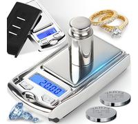 Retoo Bilancia tascabile, bilancia elettronica digitale milligrammo, multifunzione, bilancia fine, bilancia digitale, bilancia dorata 100 g, bilancia da lettera, bilancia da laboratorio, moneta con