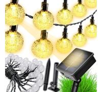 Retoo Catena luminosa solare per esterni, 10 m, 100 LED, resistente alle intemperie, IP44, impermeabile, con sfere di cristallo, decorazione per giardino, feste, Natale, alberi, terrazze, balconi