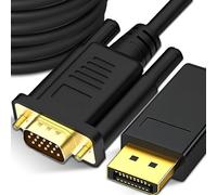 Retoo Cavo da DisplayPort a VGA da 1,8 m, 1080p 60Hz, Full HD, cavo DP a VGA placcato in oro, compatibile con Dell, Lenovo, laptop, PC, TV, Windows, nero, 1920x1080 / 1920x1200
