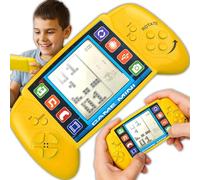 Retoo Console da gioco portatile da 2,5 pollici, con 7 giochi, funzionamento a batteria, console portatile per videogiochi per bambini e adulti, giallo