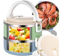 Retoo Contenitore per il pranzo in acciaio inox, contenitore per il pranzo, in acciaio inox, portatile, due 1,4 l