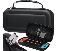 Retoo Custodia per Console Nintendo Switch, Custodia da Trasporto con 10 scomparti, Cover Protettiva, Rigida, Portatile, Valigia con Maniglia, Tasca per Accessori, 23 cm x 123 cm x 5 cm, Nero