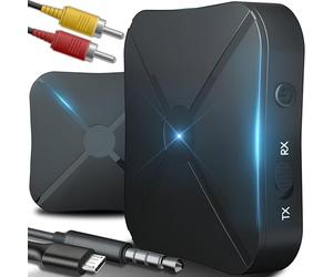 Retoo Dongle adattatore trasmettitore audio Bluetooth 2w1 con cavo Aux 3,5 mm e RCA, ricevitore trasmettitore, portatile wireless per cuffie stereo HiFi per auto TV, wireless a bassa latenza