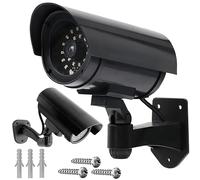 Retoo Fotocamera finta con LED lampeggiante nero, per interni ed esterni | plastica ABS, 2 batterie AA non incluse, montaggio a parete o a soffitto, kit di montaggio, istruzioni in lingua tedesca