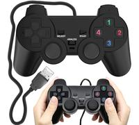 Retoo Gamepad PC PS3, Game Controller, Joystick, Ingresso Diretto Plug Play, Filo, Cavo USB 180 cm, Pad per i Giochi, Doppia Vibrazione Turbo Pulsanti Frontali, Materiale ABS, Nero