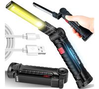 Retoo Lampada da lavoro a LED, luce di ispezione COB ricaricabile portatile con magnete, cavo di ricarica USB e gancio, torcia per riparazione auto Garage Campeggio Uso di emergenza Torce magnetiche