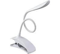 Retoo Lampada da lettura a libro con morsetto, USB, ricaricabile, a 360°, flessibile, con 14 LED, per lettura notturna, per viaggi, letto, studio, lavoro, lunga durata, colore bianco, E141-6