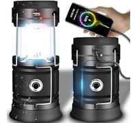 Retoo Lampada Solare LED Portatile per Campeggio, Caricatore Solare, Powerbank, 2 Modalità di Illuminazione, Resistente all'Acqua, Ideale per Escursionismo e Campeggio