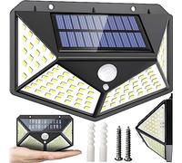 Retoo Lampada solare super luminosa per esterni con sensore di movimento e 100 LED, IP65, lampada solare con sensore di movimento, lampada solare con batteria da 1800 mAh, da giardino, per esterni