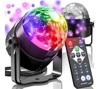 Retoo Luci discoteca, 360° rotante con controllo musicale, palla da discoteca per feste con telecomando e cavo da 2 metri, 3 effetti luminosi RGBP, ideale per feste in casa, compleanni