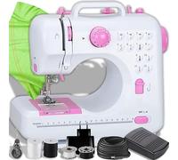 Retoo Mini macchina da cucire e luce LED per bambini e principianti 12 schemi punto Macchina da cucire elettronica professionale domestica con pedale Macchina da cucire Alimentazione elettrica