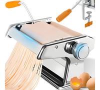 Retoo Macchina per Pasta Manuale in Acciaio Inox - Pasta Maker per Spaghetti, Lasagne, Tagliatelle - Rullo Con Fermaglio da Tavolo - Argento