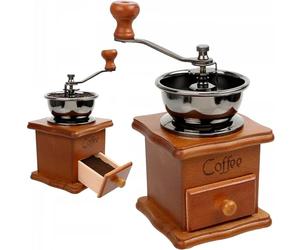Retoo Macinacaffè manuale stile retrò, Macinino Portatile realizzato in legno e metallo, 9,6 x 9,6 x 18,6 cm