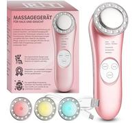 Retoo Massaggiatore facciale, dispositivo elettrico per la cura della pelle con calore e vibrazione e terapia luminosa a LED, 3 modalità, USB, anti-invecchiamento, rassodamento della pelle, riduzione