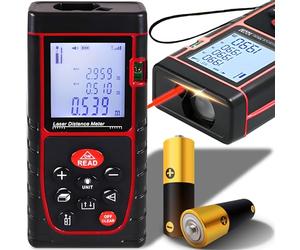 Retoo Metro Laser Digitale da 40 m, Display Retroilluminato IP54, mm/in/ft | Precisione ±1,5 mm, Pitagora, area e volume, 2 batterie AAA, display 2,5", mm/in/ft