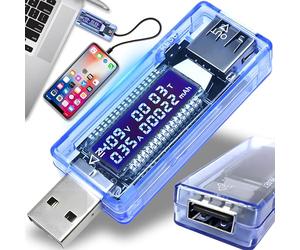 Retoo Multimetro USB multimetro con display LCD, 4 V - 20 V, tensione di corrente digitale USB, voltmetro, amperometro, capacità di alimentazione di alimentazione, capacità mAh