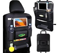 Retoo Organizer per sedile posteriore, durevole, grande organizer per sedile posteriore, per bambini, con molto spazio, protezione per lo schienale dell'auto, protezione per il sedile colore nero