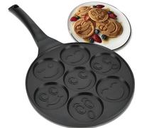 Retoo Padella Per Pancake, Ø 26,5 cm 7 divertenti motivi per bambini, motivo: Smiley, antiaderente per Frittelle, Padella da Cucina, pancake e uova, colore nero