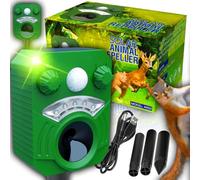 Retoo Repellente ultrasonico con funzionamento solare e flash contro gatti, martore, cani, repellente per animali, multifrequenza 16 - 60 kHz, spaventatore per gatti, spaventatore per martore,