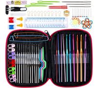 Retoo Set all'uncinetto per principianti, set da 100 pezzi, ferri da maglia, accessori in diverse dimensioni e borsa, colorati e ergonomici, ganci per uncinetto, attrezzi per la casa