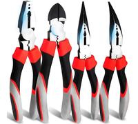 Retoo Set di 4 pinze da 160 mm, pinze a becco lungo, pinze dritte e curve, pinze combinate, mini set di pinze per elettronici, modellismo, gioielli, elettriche, fai da te e professionisti