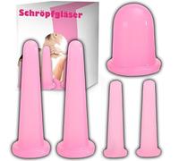 Retoo Set di 5 coppette in silicone per massaggiare la coppetta, per la terapia della coppetta, con ventosa, anti-cellulite, coppettazione contro le tensioni, rosa