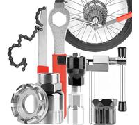 Retoo Set di attrezzi per bicicletta - rivettatena, estrattore a manovella, frusta per catena, cuscinetto interno, chiave, estrattore a ruota libera, attrezzo per la riparazione completa per MTB, bici