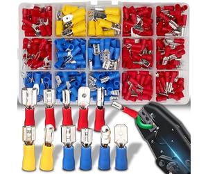 Retoo Set di capicorda, 280 pezzi, 15 tipi, connettori elettrici con posizione, prese a lama e capicorda a forcella, connettori a saldare, connettori a crimpare, assortimento elettrico, connettori