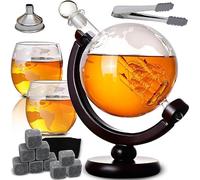 Retoo Set di caraffa per whisky, decanter a forma di globo con due bicchieri, set regalo per uomini, regalo di compleanno per uomini, accessori alcolici, 850 ml, 9 pietre da whisky
