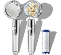 Retoo Soffione doccia a risparmio d'acqua, grande, con doccia, trasparente, con filtro, soffione doccia, aumento della pressione, massaggio, funzione, cromato
