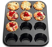 Retoo Stampo per Muffin Antiaderente 35 x 26,5 x 3 cm per Cupcake, Brownies, Torte, Budini, Grafite