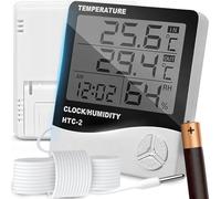 Retoo Stazione Meteorologica Elettronica con Termometro e Igrometro, Display LCD, Funzioni Orologio, Calendario e Sveglia, Precisione Temperatura e Umidità