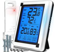 Retoo Stazione meteorologica multifunzione con sensore esterno e display digitale LCD, stazione meteo radio con sensore, igrometro, barometro, sincronizzazione tempo radio e portata 60 m (bianco)