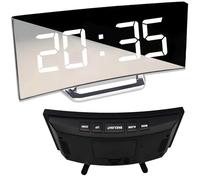 Retoo Sveglia digitale Allarme con numeri luminosi, specchio camera da letto, sveglia a specchio con indicatore di temperatura, orologio da tavolo, comodino, soggiorno