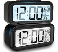 Retoo Sveglia digitale con indicatore di temperatura e grande display a LED, orologio da tavolo per camera da letto con data, funzionamento a batteria, sveglia elettronica con luce notturna per