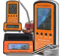 Retoo Termometro per cocina senza fili, termometro digitale per arrosti, da cucina, 2 sonde esterne, per barbecue, cottura e arrosti, retroilluminazione, gamma di temperature -50/+300 °C
