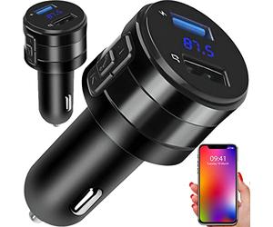 Retoo Trasmettitore FM Bluetooth Black con doppio caricatore USB, lettore di schede SD TF e display digitale, kit vivavoce per auto, adattatore audio per auto, caricatore universale dispositivi GPS
