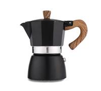 Retoteng Caffettiera da piano cottura, caffettiera da 3 tazze in alluminio, piccola caffettiera da 5 once, macchina da caffè cubana manuale, caffettiera italiana per cappuccino, latte macchiato (nero)