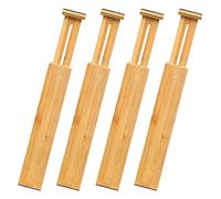 Retoteng Divisori per cassetti, confezione da 4, regolabili in bambù, organizer per cassetti, caricati a molla, durevoli ed espandibili, separatori per cassettiera, cucina, camera da letto, bagno,
