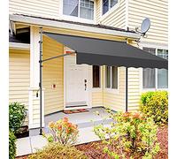 Retractable Awning for Patio - No Drill Free Standing Manual Awning with Hand Crank 250cm/8.2ftUV Protection Easy Installation Stylish Outdoor Shade Solution