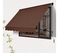 Retractable Awning with Manual Crank Handle Aluminum Frame Door Canopy UV Resistant Outdoor Manual Retractable Awning Cover(Brown,2.5m/8.2ft)